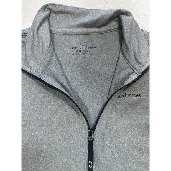 Vineyard Vines Boys Performance Sweater Size 7 Gray Quarter Zip Pull Over EC - Picture 2 of 5